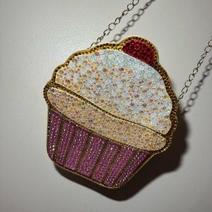 Bling Cupcake Crossbody Purse Hand Rhinestoned with Glass Crystals
